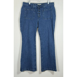 Madewell Curvy Flea Market Flare Jeans High Rise Exposed Button Fly Size 33 Boho